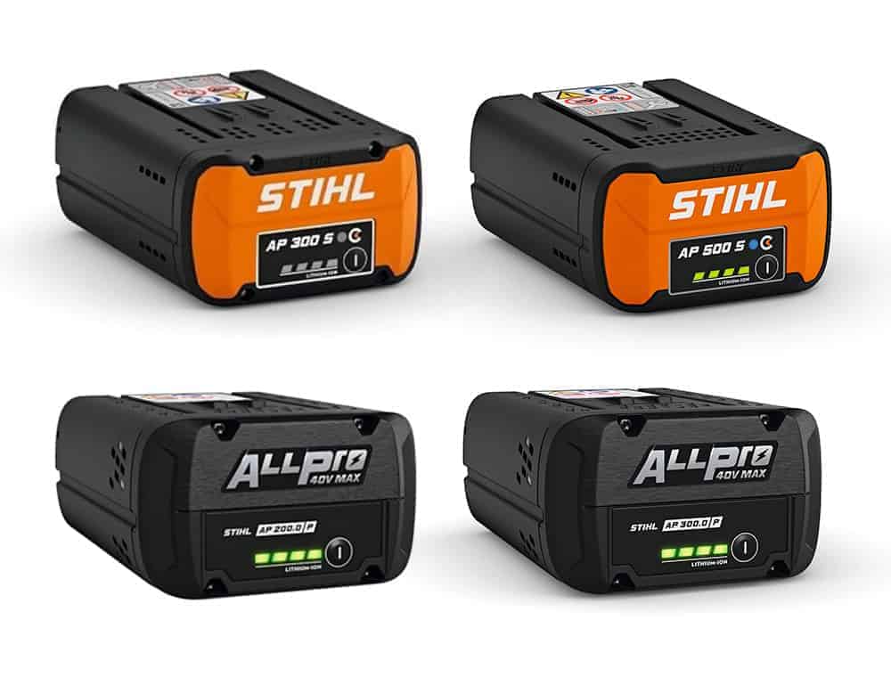 Stihl AP-System batteries line-up. AP 300, AP 500, AP 200.0, AP 300.0
